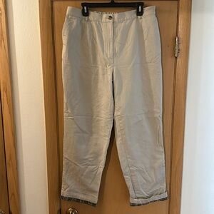 LL Bean Women’s Plaid Lined Khaki Chino Pants Tan Plus Size 18W